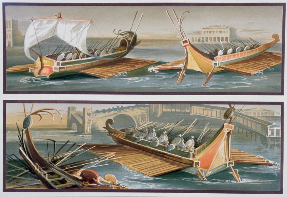 Roman Sailboats and Rowing Boats, after frescoes in the Temple of Isis ...