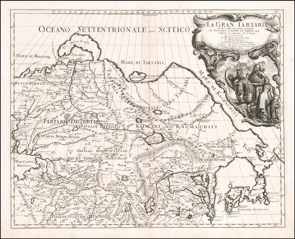 1683 Map of Great Tartary by Giacomo Cantelli