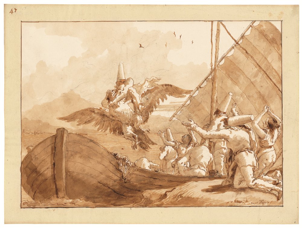 Punchinello Carried Off by an Eagle by Giandomenico (1727-1804) Tiepolo