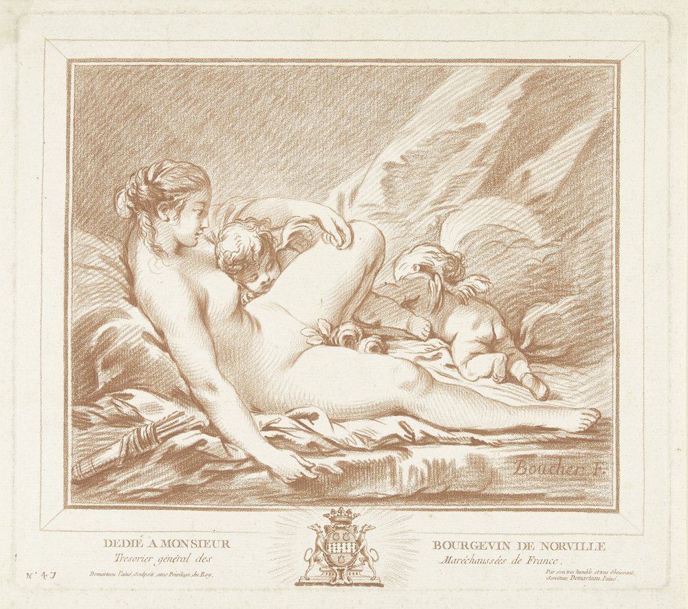Reclining Venus with Cupid and Anteros by Gilles Demarteau