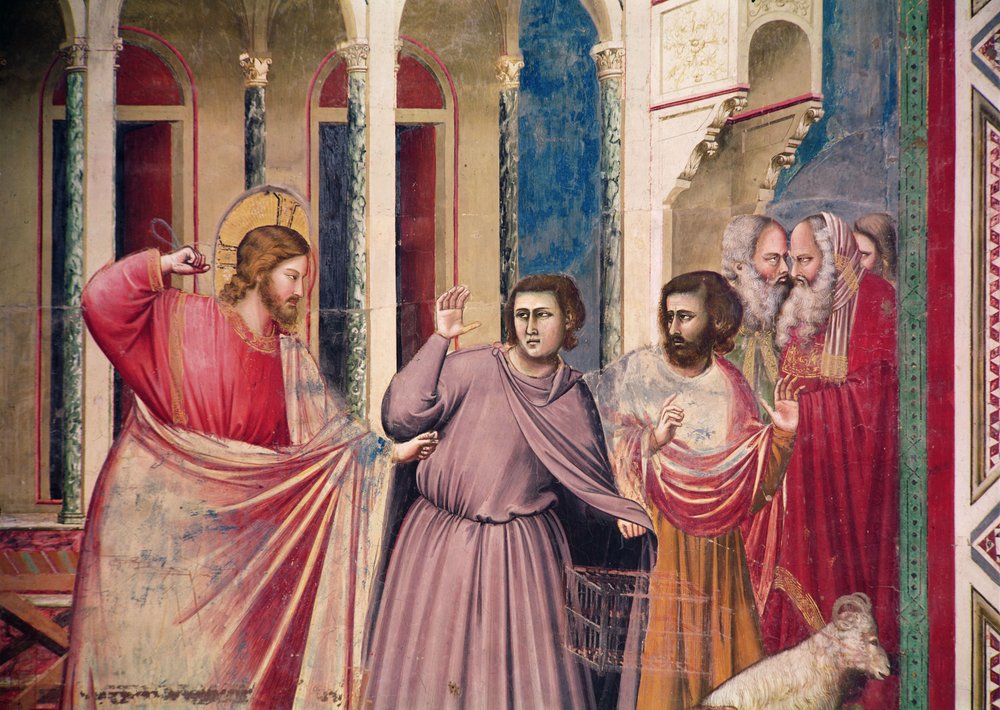 Jesus Chasing the Merchants from the Temple, detail of Christ and Two ...