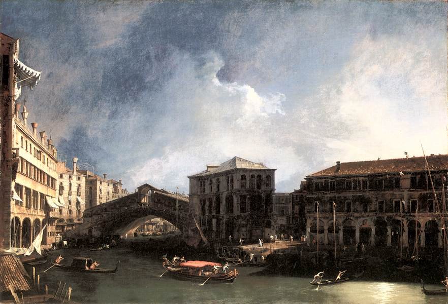 The Grand Canal near the Ponte di Rialto by Giovanni Antonio Canal