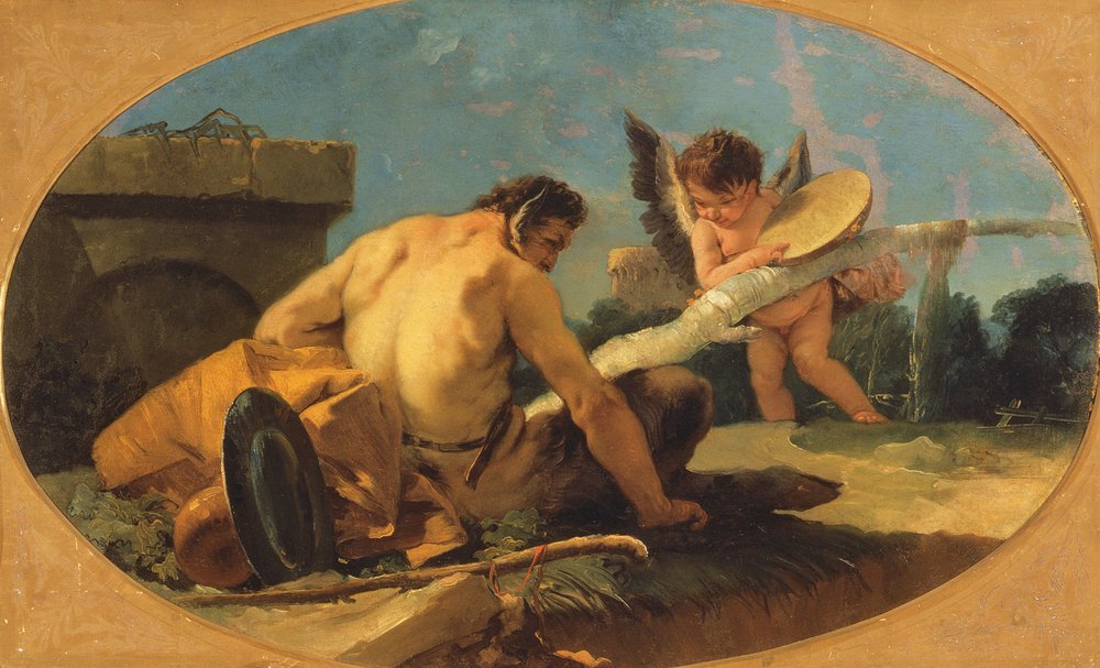 Satyr and Putto with a Tambourine by Giovanni-Battista Tiepolo