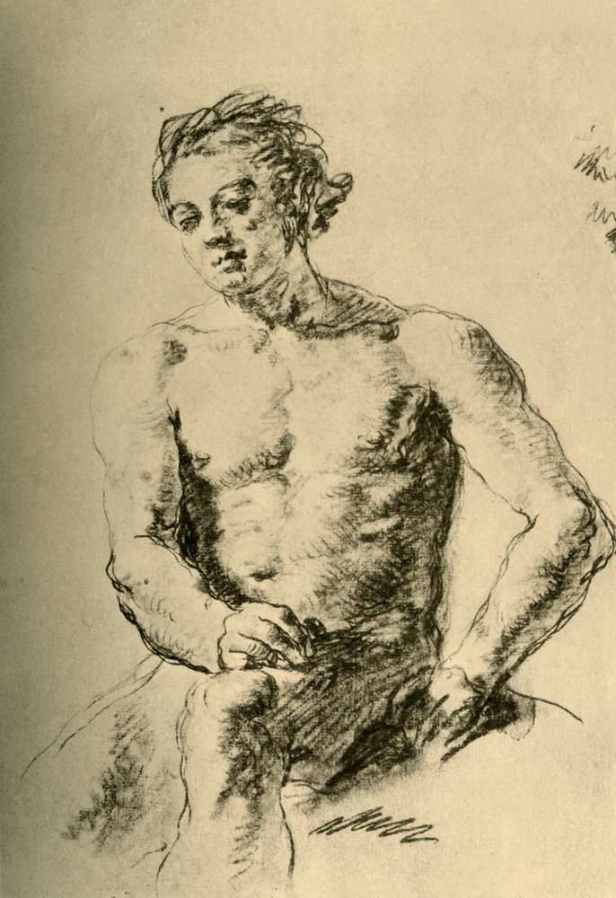 Nude seated, mid 18th century, 1928 by Giovanni-Battista Tiepolo