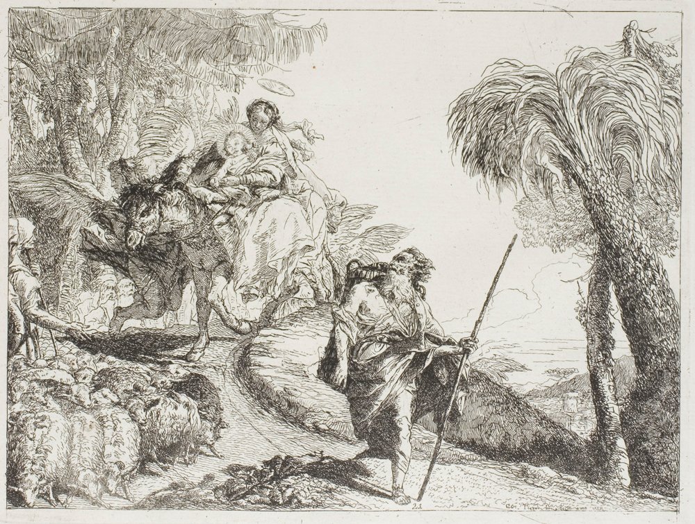The Holy Family Descending a Forest Path, Near a Flock and Some ...