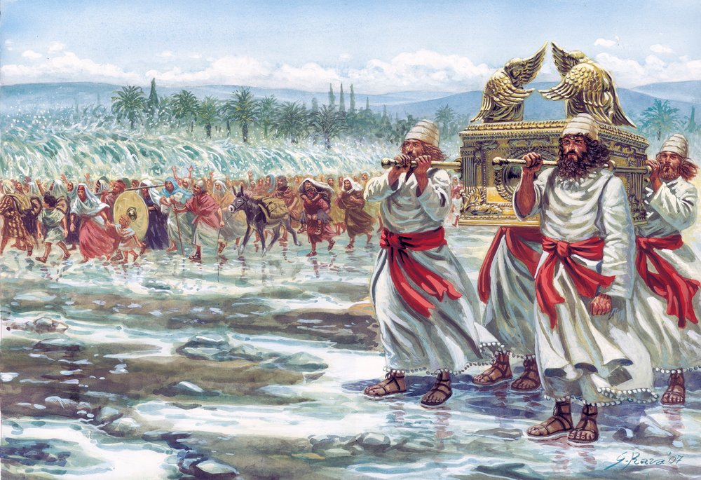 Joshua Carrying the Ark of the Covenant Crosses the Jordan River with the  Jewish People