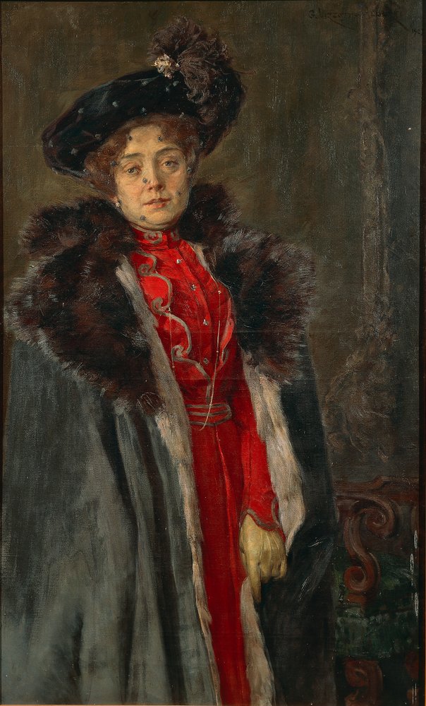 Portrait of Wife by Giuseppe Vizzotto-Alberti