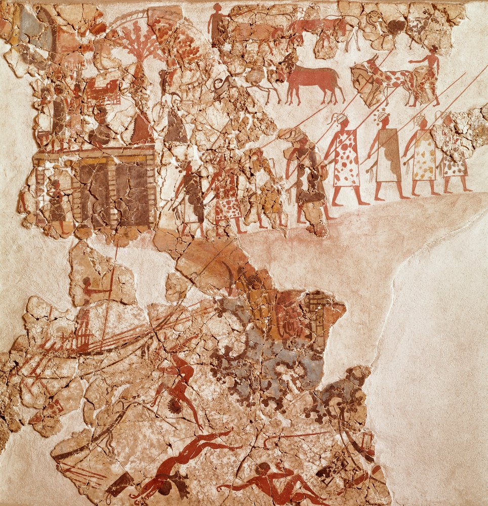 The death of Libyans, Akrotiri fresco, Thera (today Santorini), Minoan  Civilization