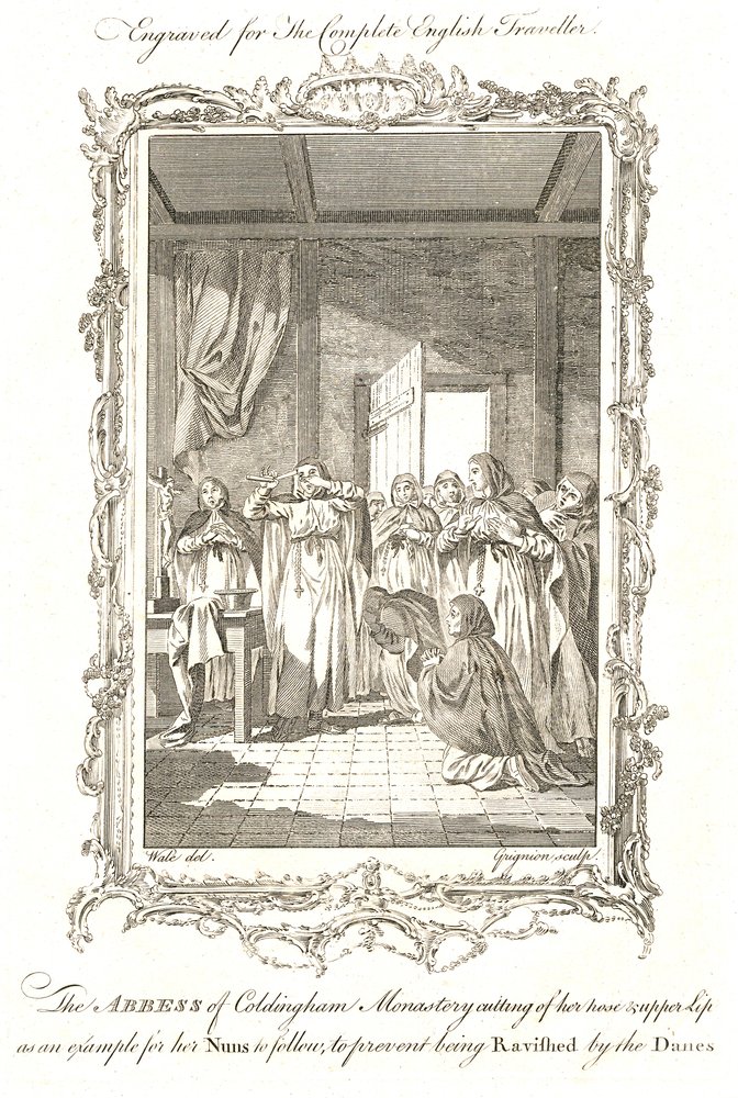 Abbess of Coldingham St. Aebbe the Younger, Semi-Mythological Abbess 870AD by Grignion