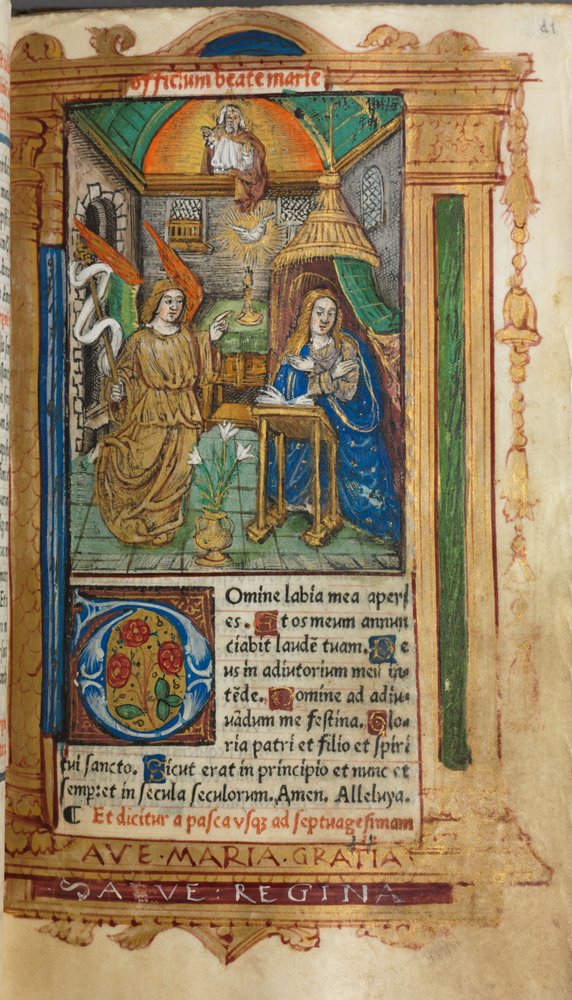 Printed Book of Hours (Use of Rome): fol. 25r, The Annunciation by Guillaume Le Rouge