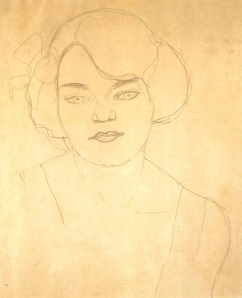 Bust of a Girl Facing Forward by Gustav Klimt