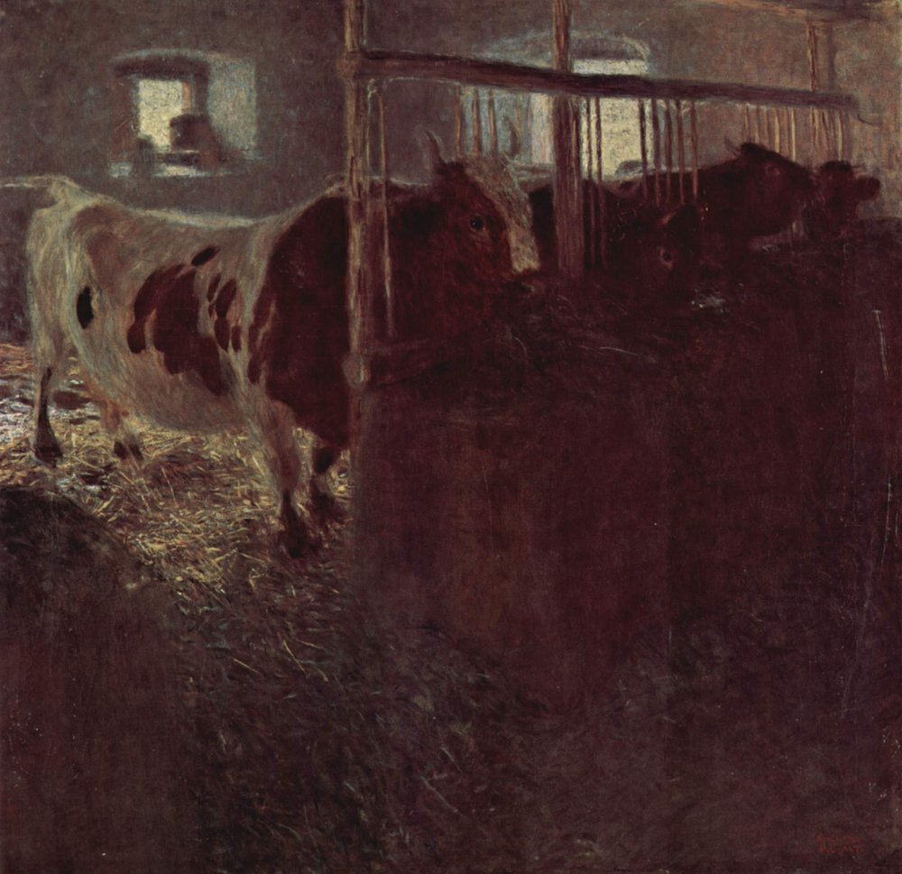 Cows in the Stable by Gustav Klimt