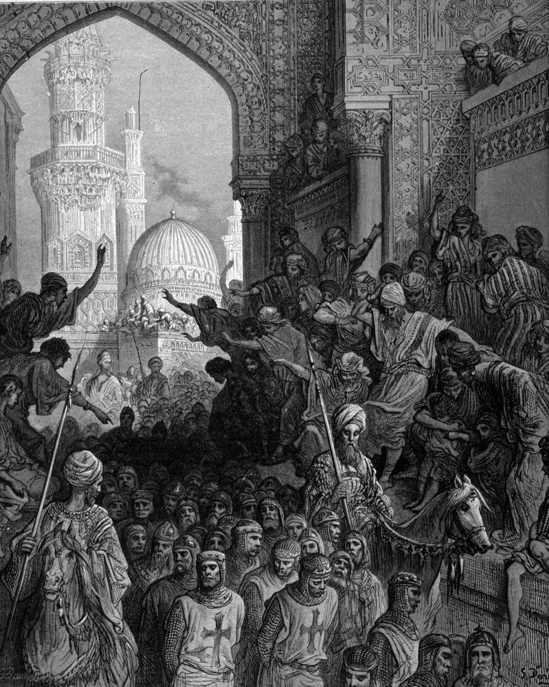 Arrival in Cairo of the Crusaders prisoners (engraving by Gustave Doré) by Gustave Dore