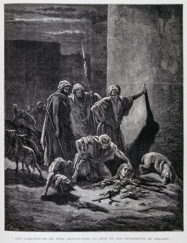 Remains of Queen Jezebel After She Was Thrown from the Palace Windows (Illustration from the Dore Bible) by Gustave Dore