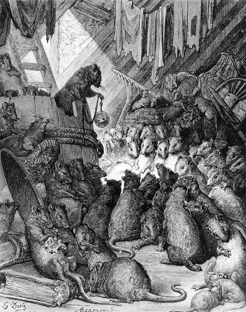 The Council Held by the Rats, from the Fables of La Fontaine, engraved ...