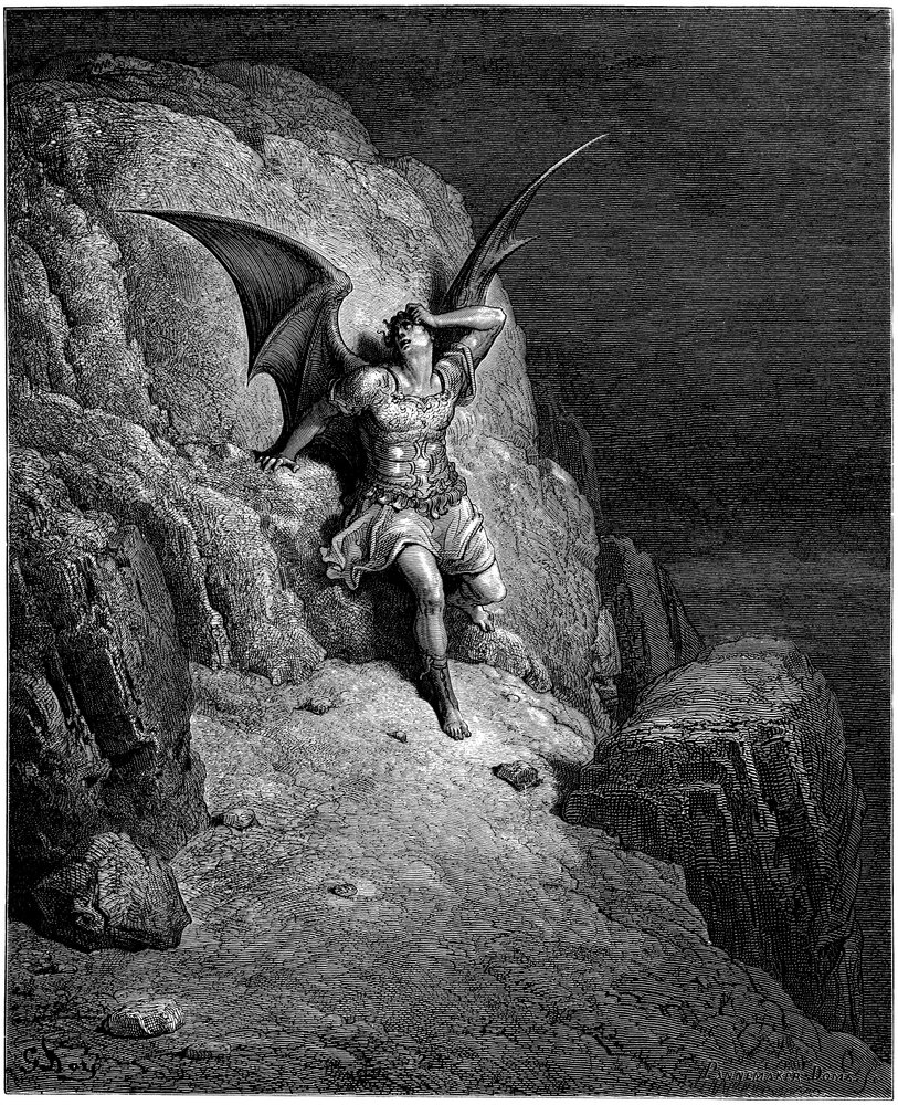 The Fall of the Angel Lucifer. Illustration by Gustave Dore for
