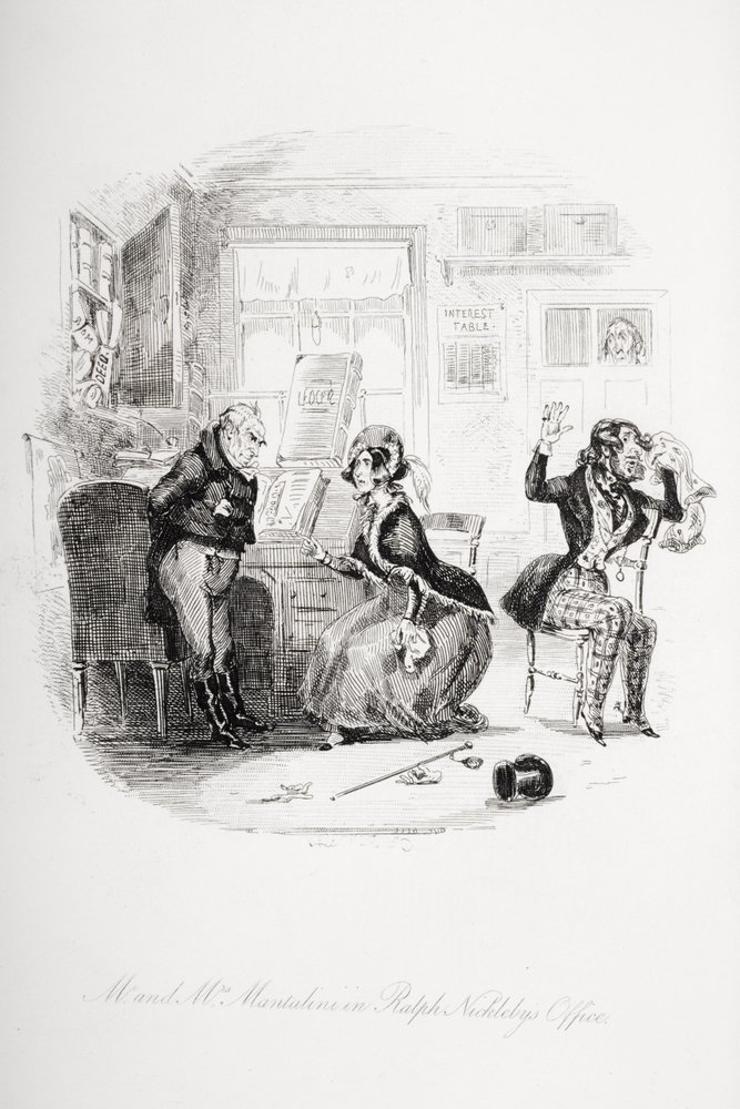 Mr. and Mrs. Mantalini in Ralph Nickleby's Office Between Sir Mulberry ...