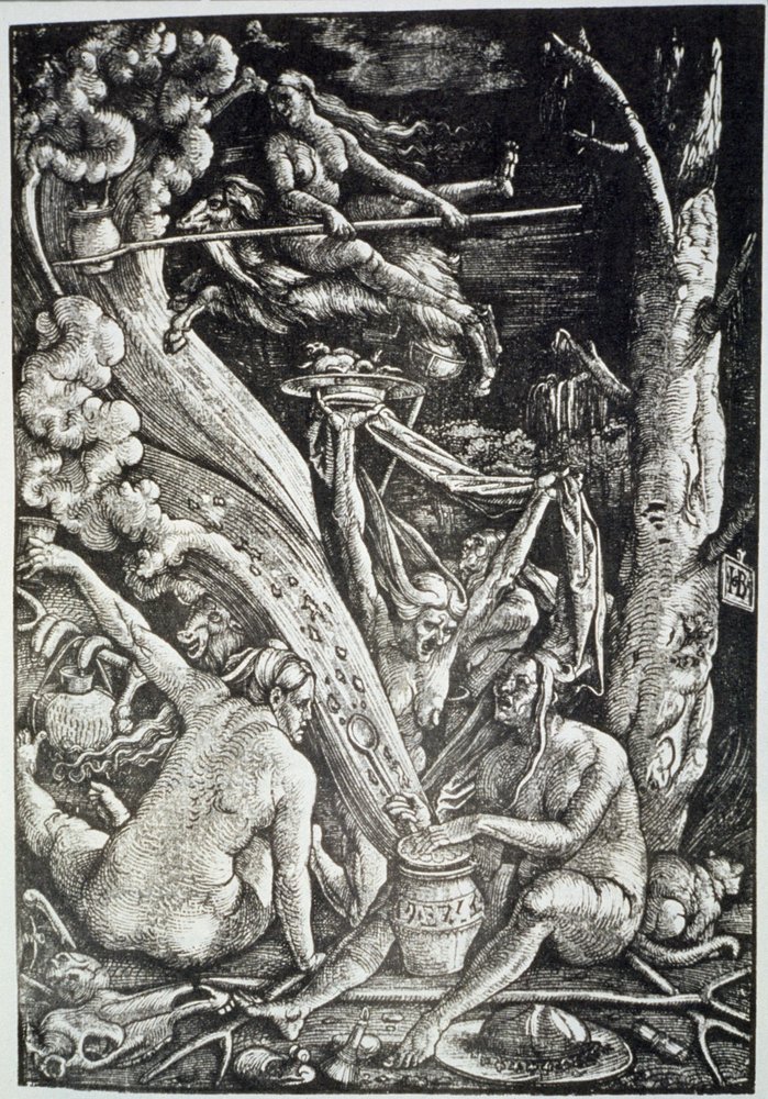 The Witches at the Sabbath, after Hans Baldung Grien, illustrated in a history of magic published late 19th century by Hans Baldung Grien