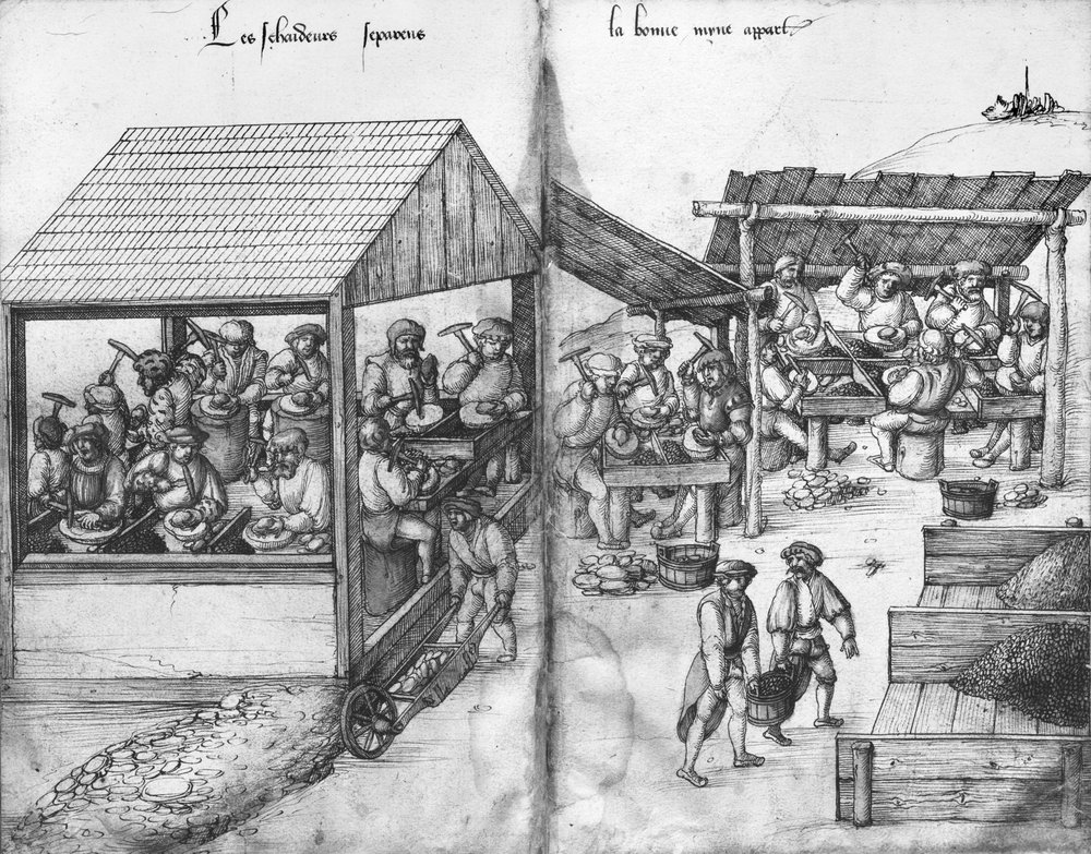 Silver mine of La Croix-aux-Mines, Lorraine, fol.15v and fol.16r ...