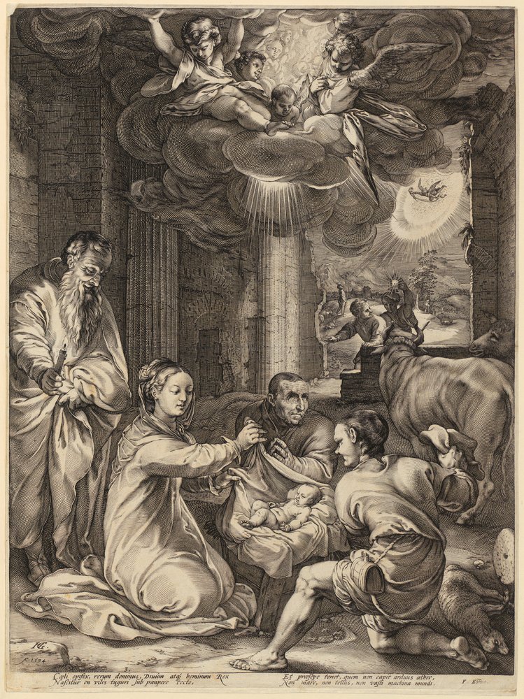 Adoration of the Shepherds, Sheet 2 from the Series "The Life of the Virgin Mary" by Hendrick Goltzius