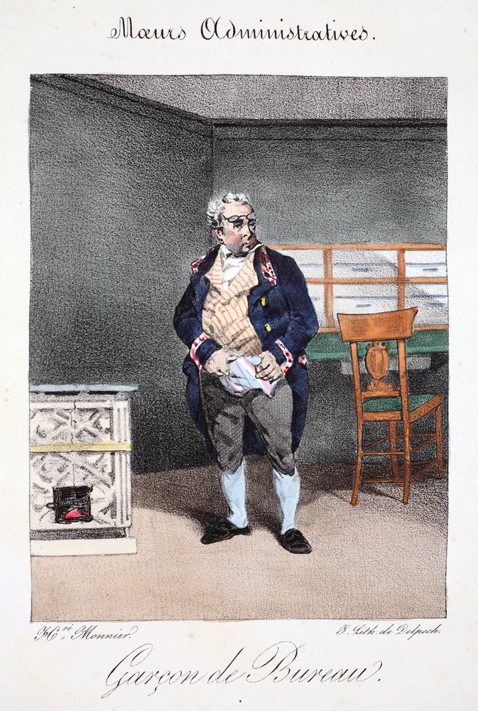 Gravure Ancienne 'Mœurs Administratives' Par Henri Monnier - Scène 'Demande D'Augmentation', Originale XIXe