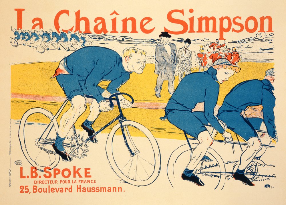 Reproduction of a poster advertising 'The Simpson Chain', Paris, 1896
