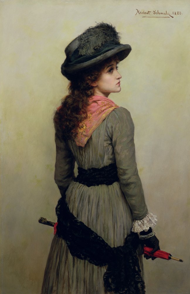 Denise - portrait of young girl with a red umbrella