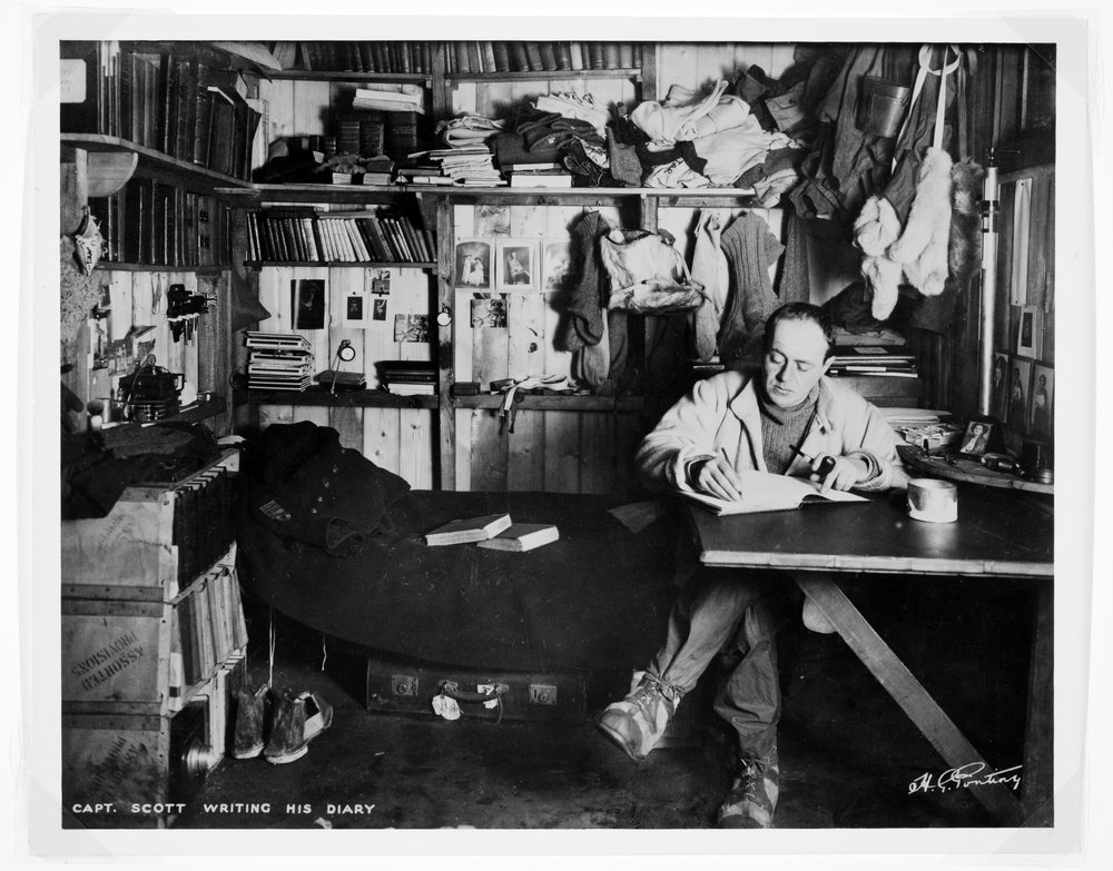 Captain Scott Writing His Diary, During the 'Terra Nova' Expedition to ...