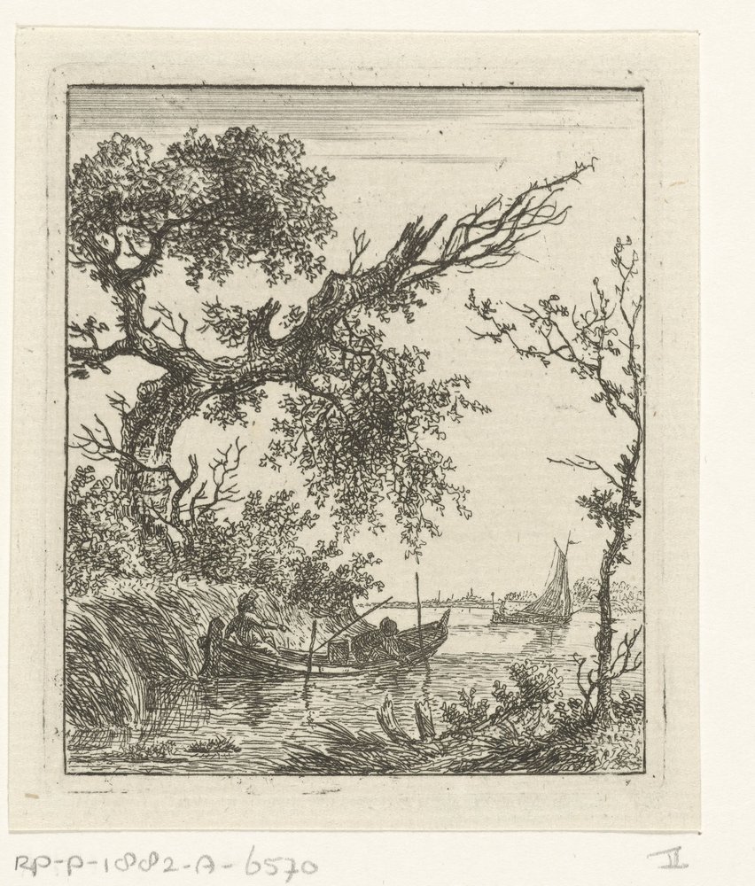 Rowboat with Two Men by Hermanus Fock: Buy fine art print