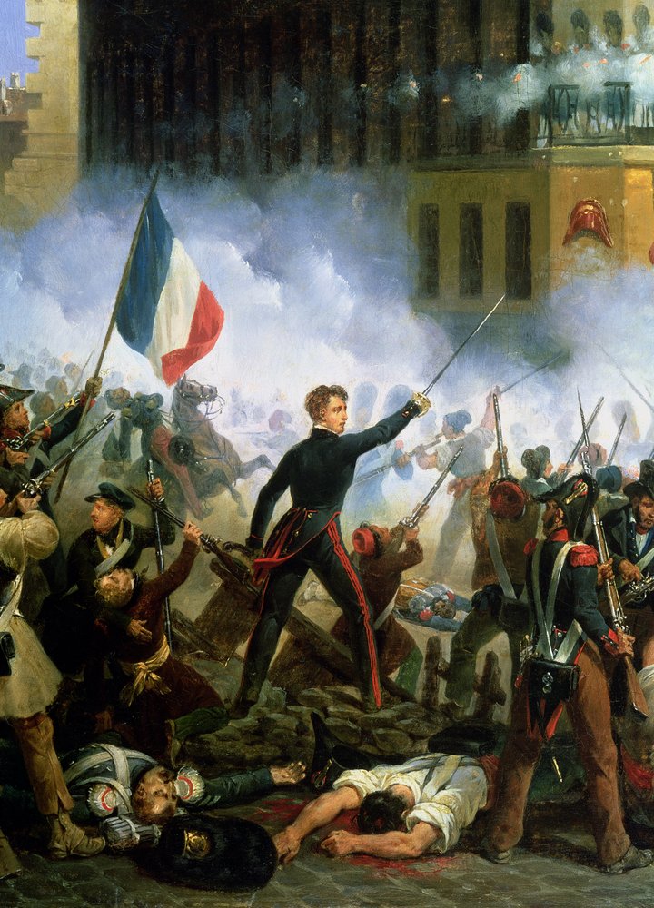 Battle in the Rue de Rohan, 28th July 1830, 1831 (detail of 156577) by Hippolyte Lecomte
