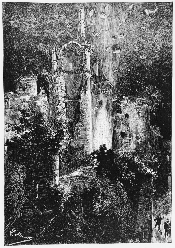 The Castle Exploding, illustration from 'Le Chateau des Carpathes' by ...