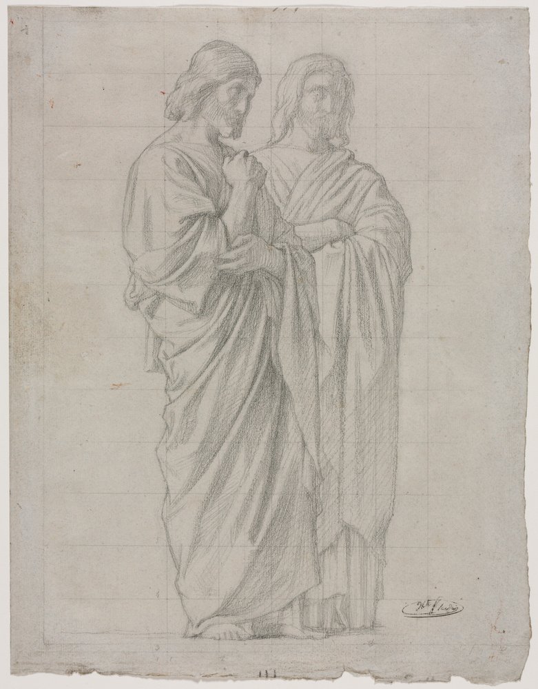 Two Standing Figures Study for the Left Section of The Mission of the Apostles by Hippolyte Jean Flandrin