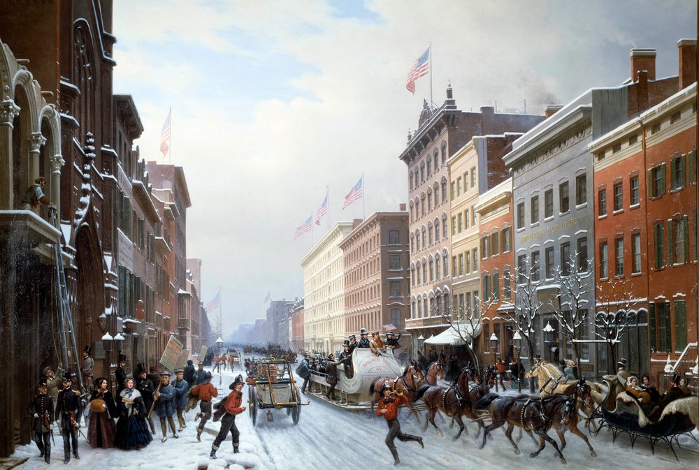 Street in Manhattan, New York by Hippolyte Victor Valentin Sebron
