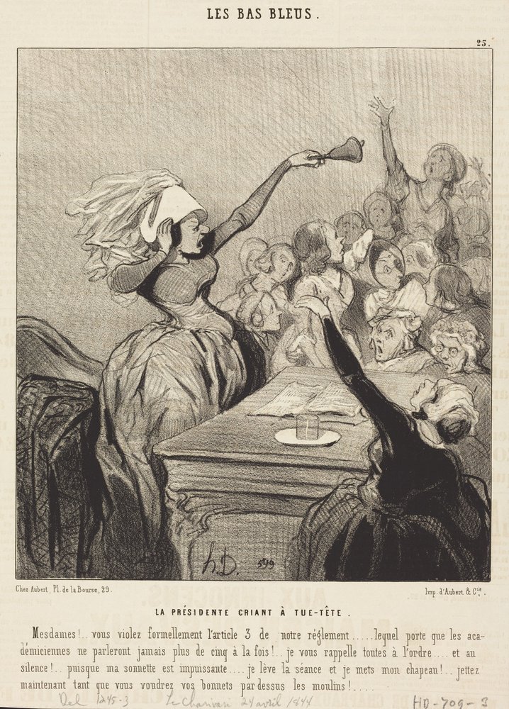 The President shouting at the top of her voice: “Ladies!...” by Honoré Daumier