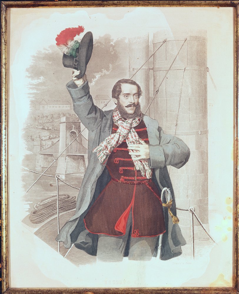 Portrait of Lajos Kossuth at the Chain Bridge in Budapest, 1849