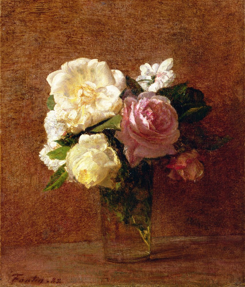 Roses by Ignace Henri Jean Fantin-Latour