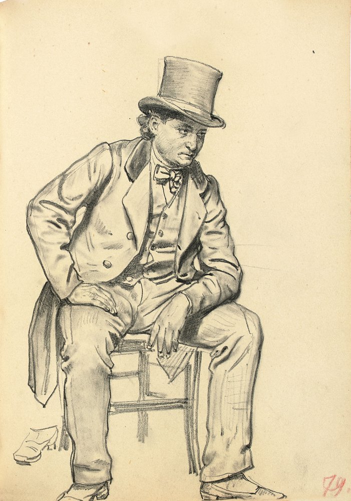 Seated Man, Arm Leaning on His Leg, c. 1872-1875 by Ilya Efimovich Repin