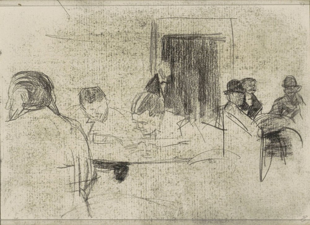 Men at tables, possibly in a café by Isaac Israels
