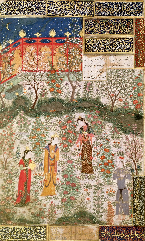 The Persian Prince Humay meeting the Chinese Princess Humayun in a Garden, c. 1450 by Islamic School