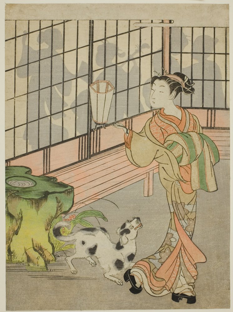 Courtesan Looking Back at Shadows on the Shoji