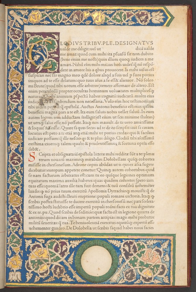 Italian Renaissance roman type, from Epistolae ad Brutum, by Marcus ...