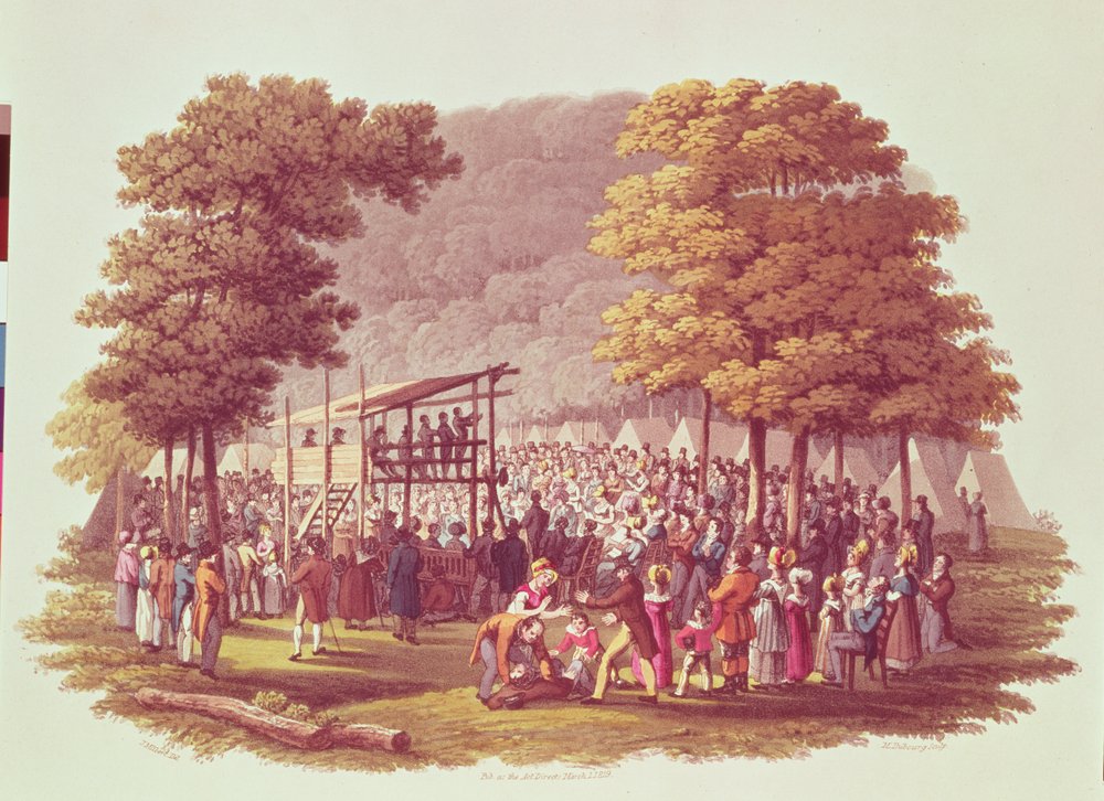 Camp Meeting of the Methodists in North America, engraved by M. Dubourg