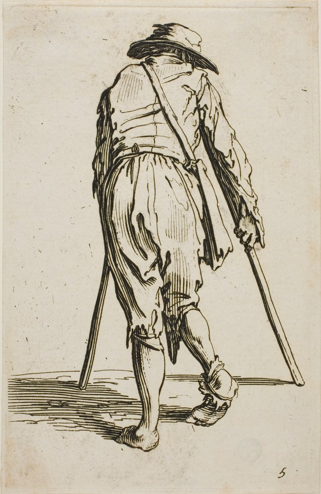 Beggar on Crutches and Wearing a Hat, seen from Back, plate five from ...
