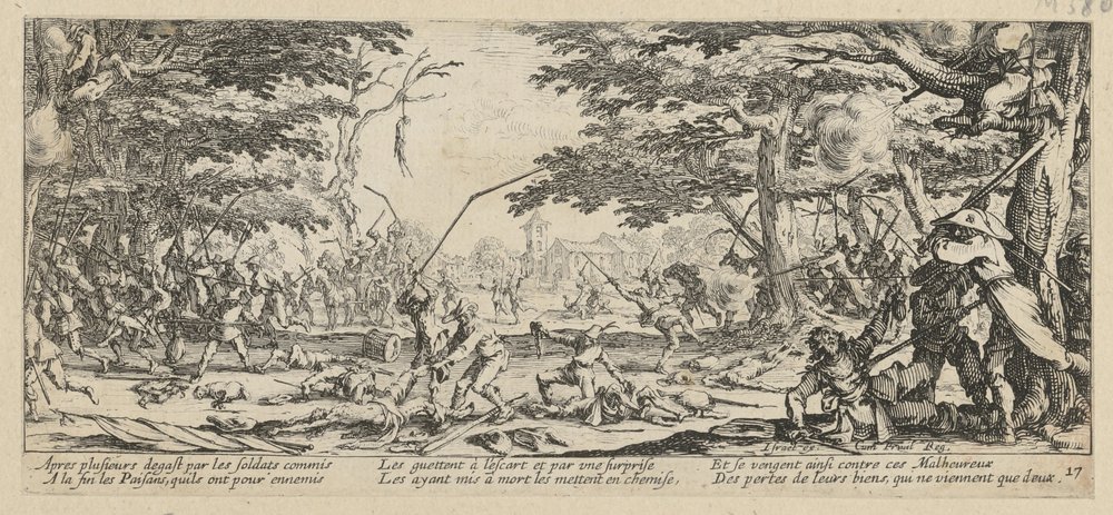 Revenge of the Peasants, Plate 17 from the Series "Horrors of War" by Jacques Callot