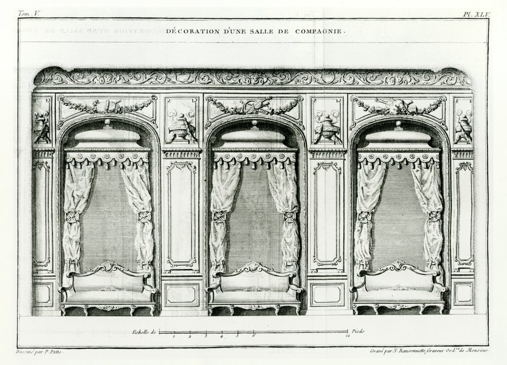A smart Parisian Drawing room, early 1770 from Cours d