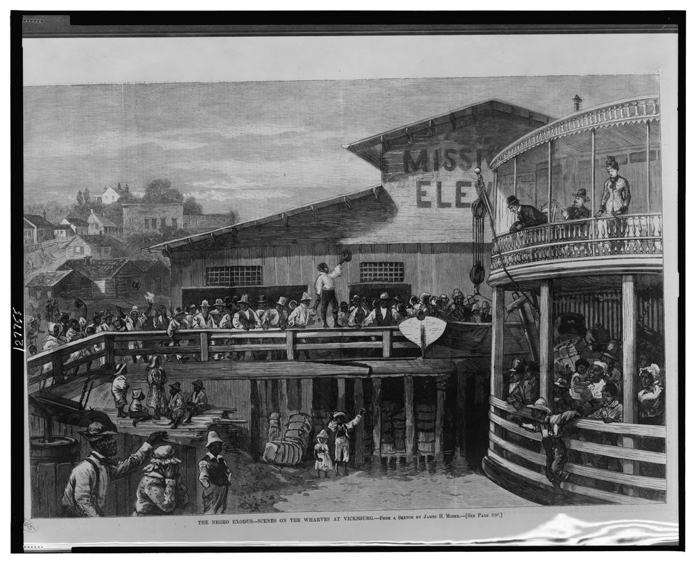 “The Black Exodus - Scenes on the Wharves at Vicksburg” by James Henry Moser