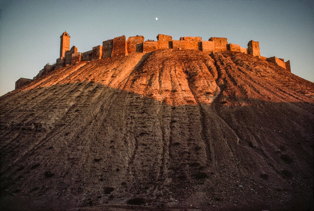The ancient citadel of Aleppo endures on a mound. Aleppo, Syria.