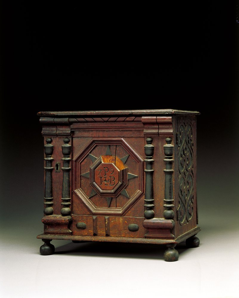 The Joseph and Bathsheba Pope Carved and Applied Valuables Cabinet, Salem, Massachusetts, 1679 by James Symonds