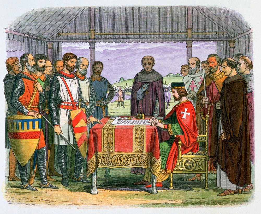 Illustration of King John Signing the Magna Carta, 19th century