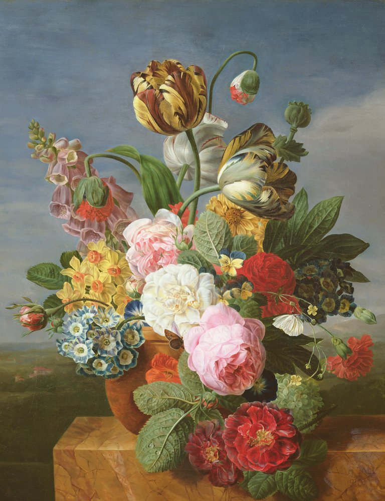 Bouquet of flowers in a vase by Jan Frans van Dael